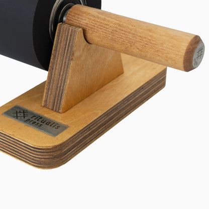 Ritualis Press Lino Pin Roller Wood Holder Detail View