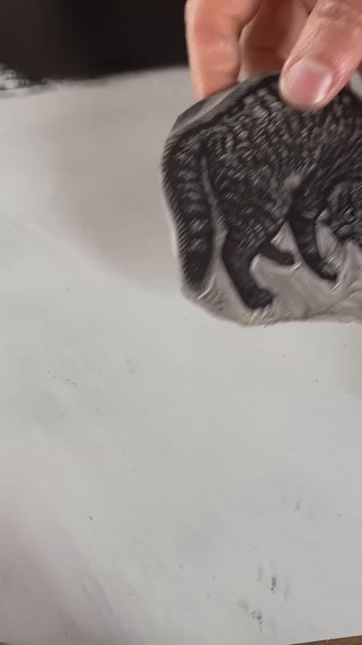 Linocut printing with Ritualis Press linocut tools
